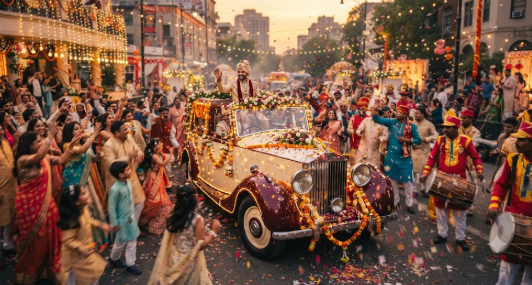 Baraat Entry and Vintage Car